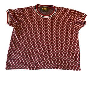 Vintage Free People Smiley Face Emoji Short Sleeve Tee with Striped Trim